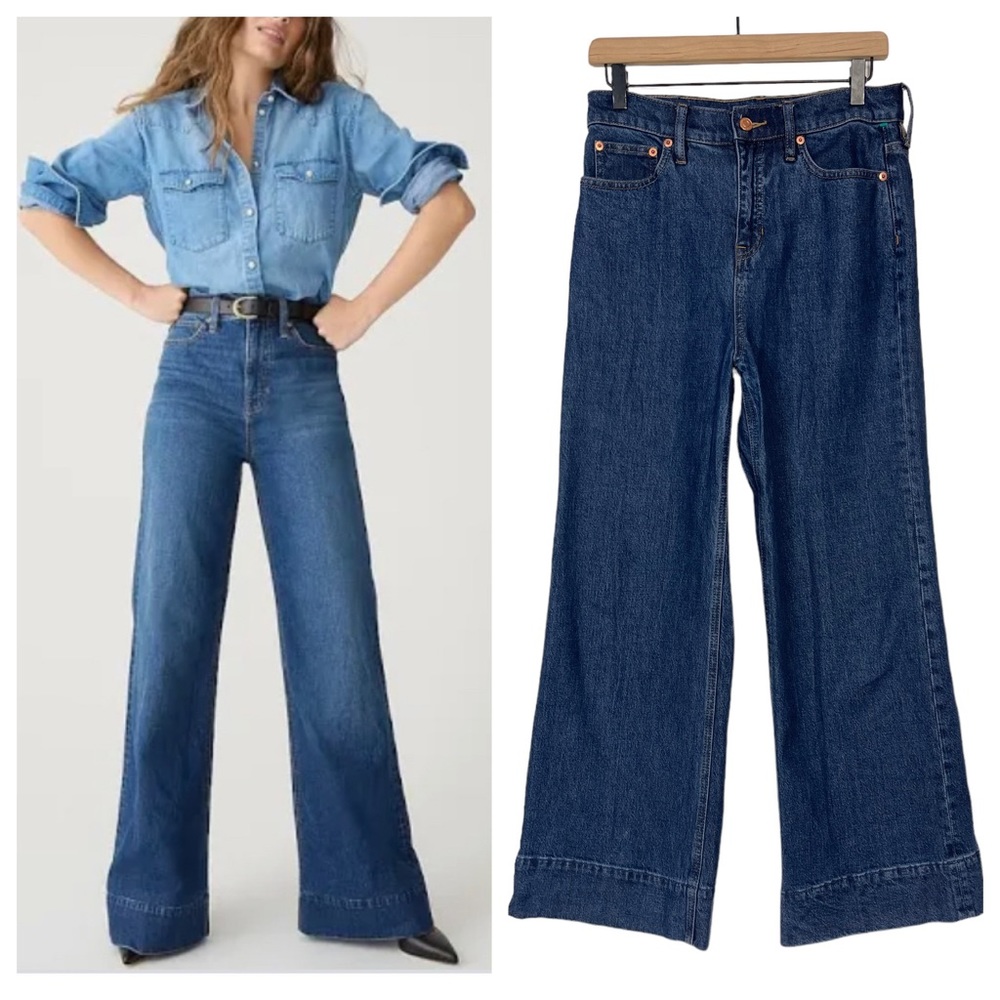 SOLD J. Crew Petite Wide Leg Denim Trouser Jean BP481 28P 28 High Rise y2k - Picture 1 of 15